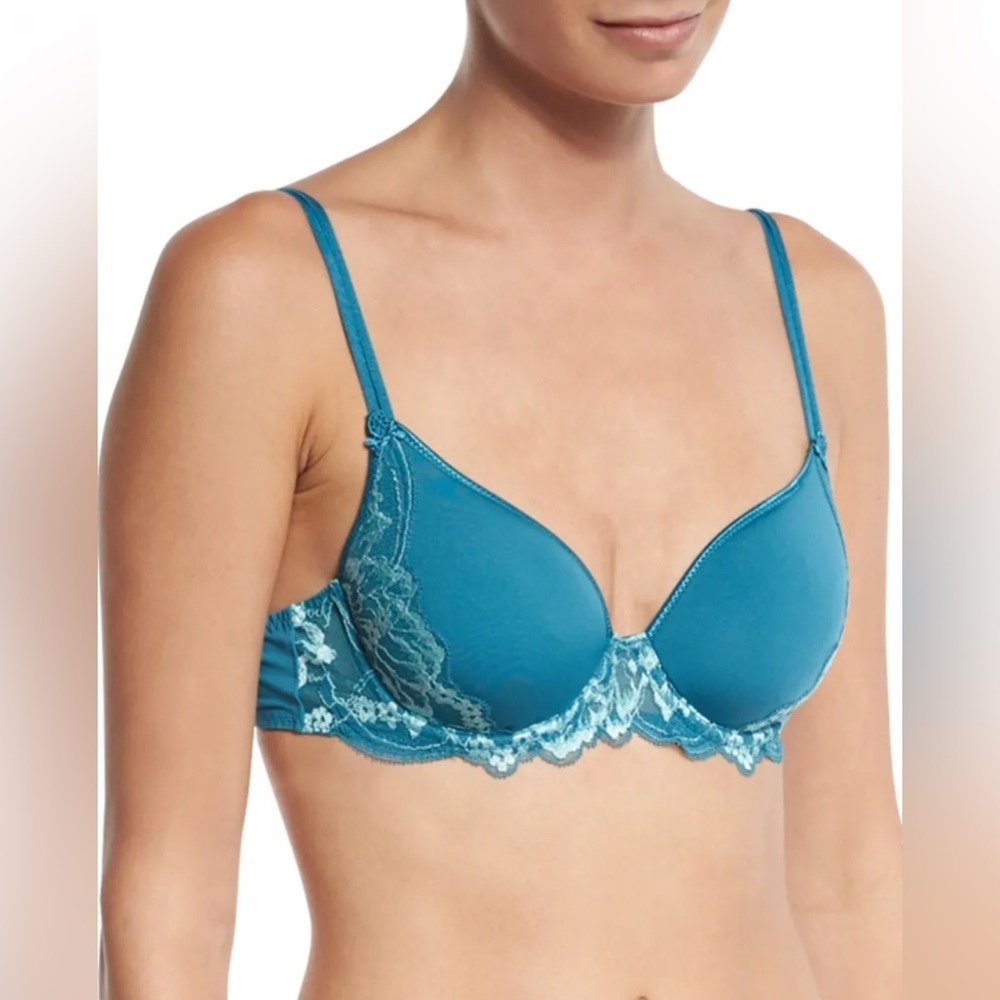 Simone Perele Elegant Lace Trim Teal Bra